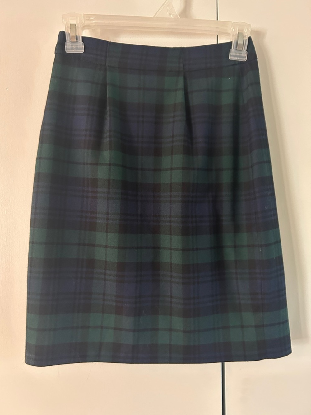 J. Crew Green and Navy Plaid Pencil Skirt